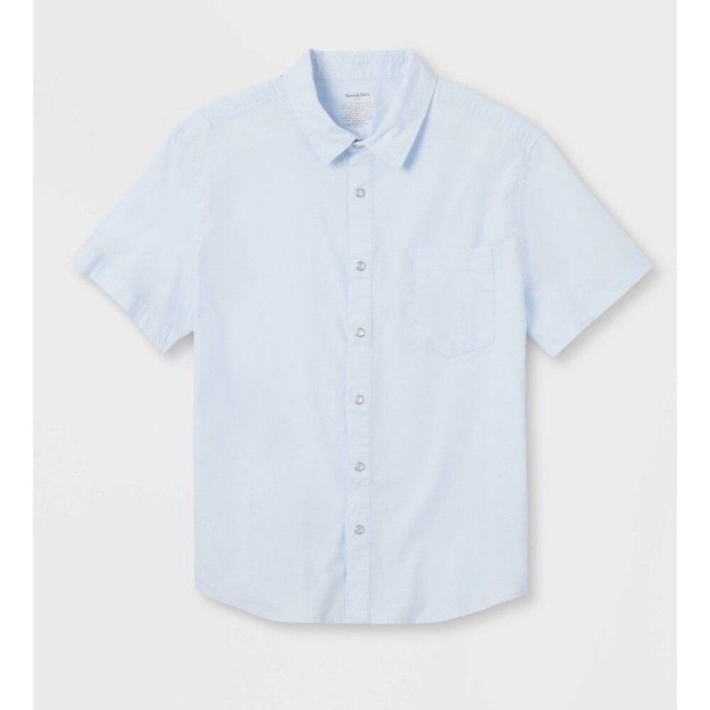 Goodfellow Men's  Short Sleeve Button-Down Shirt in Airy Blue Slim Sz M